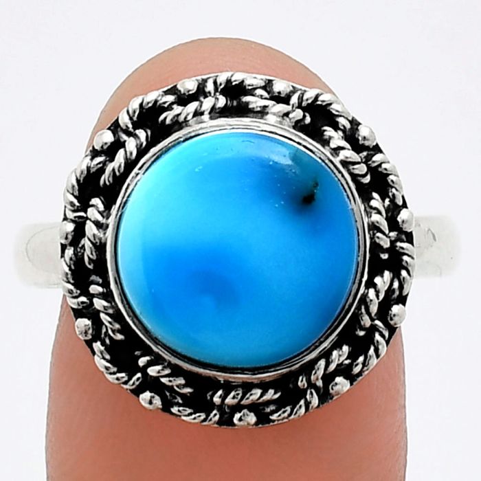 Natural Turquoise Morenci Mine Ring size-9.5 EXR03843 R-1266, 12x12 mm