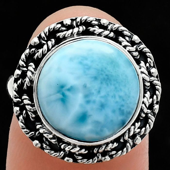 Larimar (Dominican Republic) Ring size-7 EXR03850 R-1266, 12x12 mm