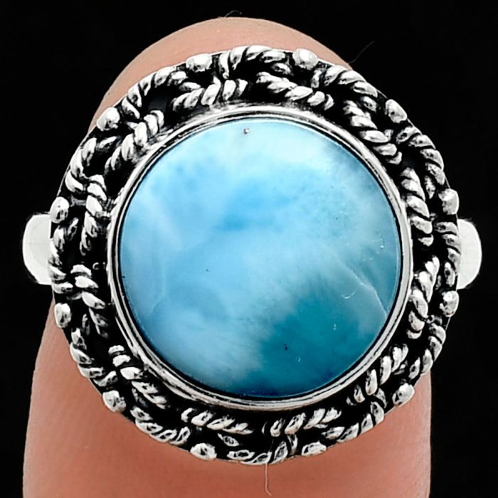 Larimar (Dominican Republic) Ring size-8 EXR03852 R-1266, 12x12 mm