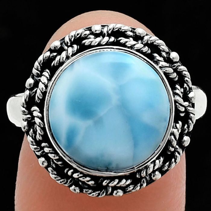 Larimar (Dominican Republic) Ring size-9 EXR03853 R-1266, 12x12 mm