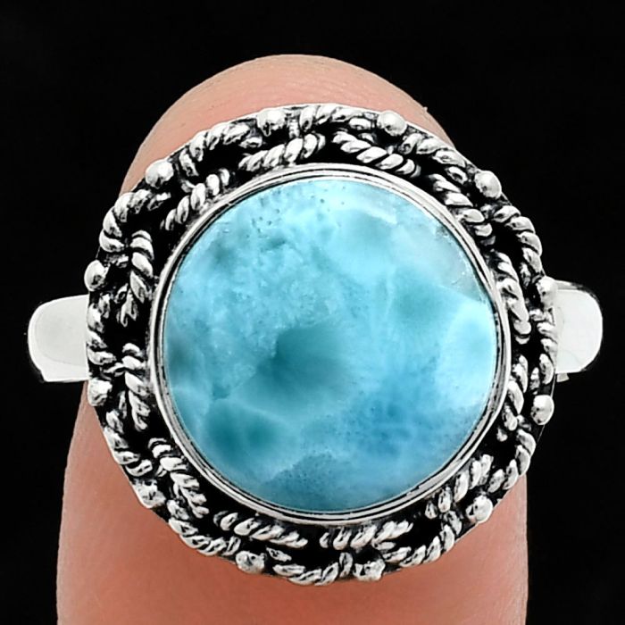 Larimar (Dominican Republic) Ring size-9.5 EXR03854 R-1266, 12x12 mm