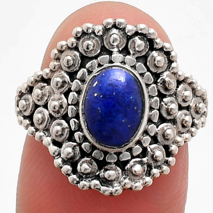 Lapis Lazuli Ring size-8.5 EXR04129 R-1124, 6x8 mm