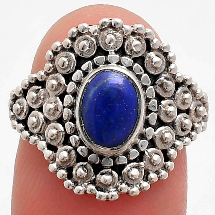 Lapis Lazuli Ring size-8.5 EXR04132 R-1124, 6x8 mm