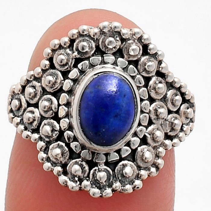 Lapis Lazuli Ring size-7.5 EXR04137 R-1124, 6x8 mm