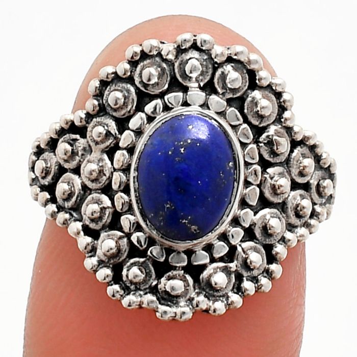 Lapis Lazuli Ring size-7.5 EXR04140 R-1124, 6x8 mm