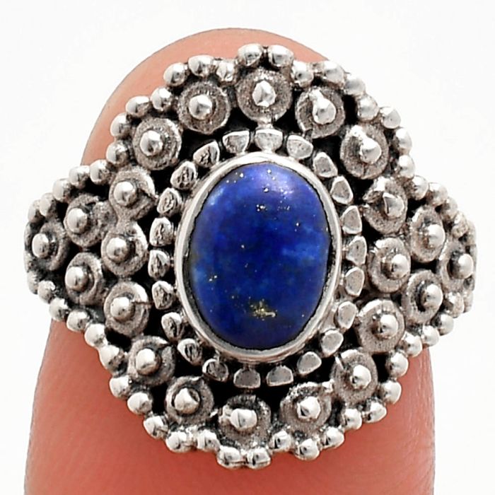 Lapis Lazuli Ring size-7 EXR04141 R-1124, 6x8 mm