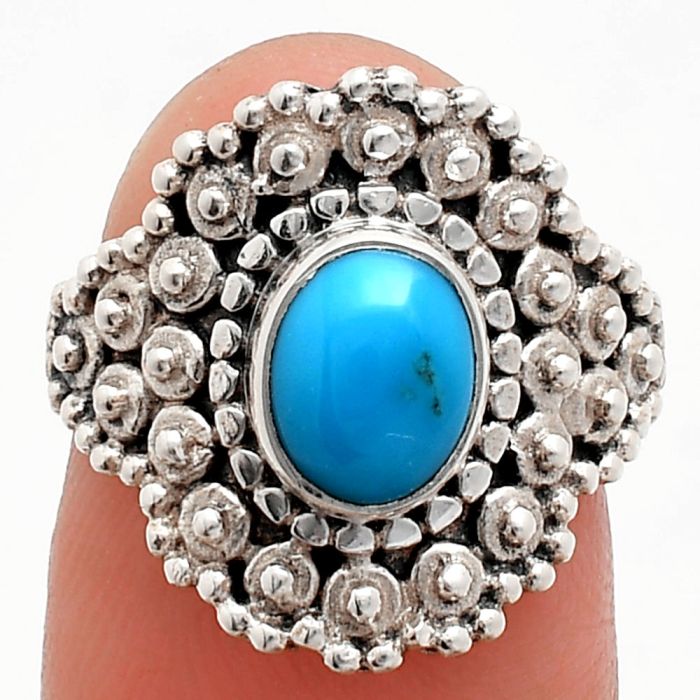 Sleeping Beauty Turquoise Ring size-6 EXR04145 R-1124, 6x8 mm