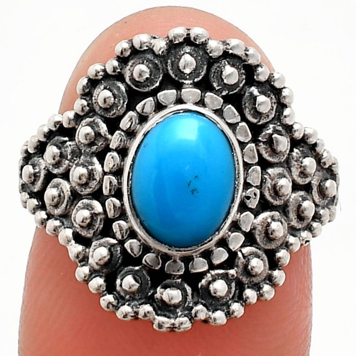 Sleeping Beauty Turquoise Ring size-7 EXR04146 R-1124, 6x8 mm