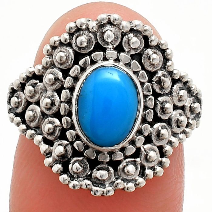 Sleeping Beauty Turquoise Ring size-7 EXR04148 R-1124, 6x8 mm