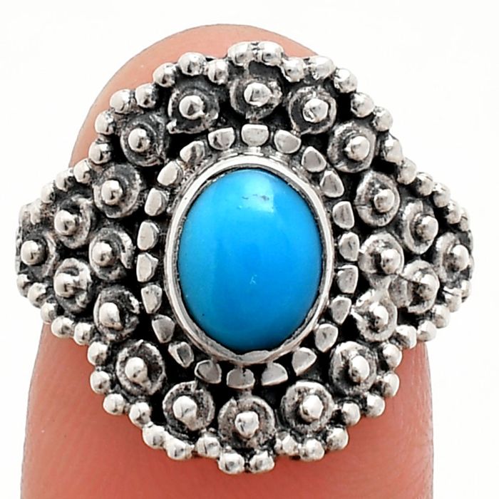 Sleeping Beauty Turquoise Ring size-7 EXR04149 R-1124, 6x8 mm