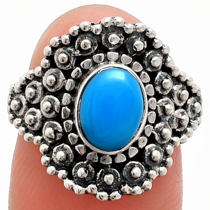 Sleeping Beauty Turquoise Ring size-7 EXR04150 R-1124, 6x8 mm