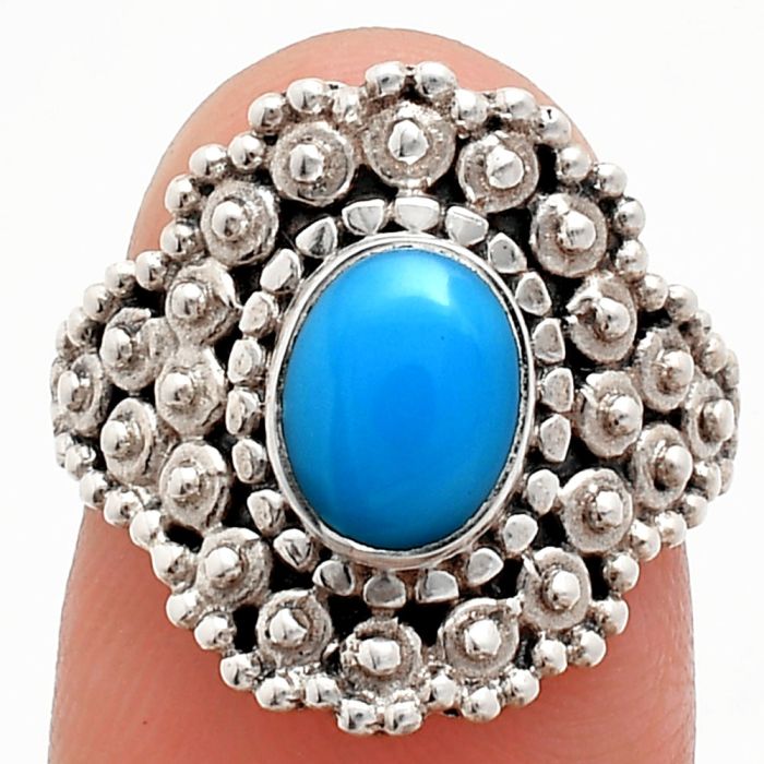 Sleeping Beauty Turquoise Ring size-6 EXR04151 R-1124, 6x8 mm