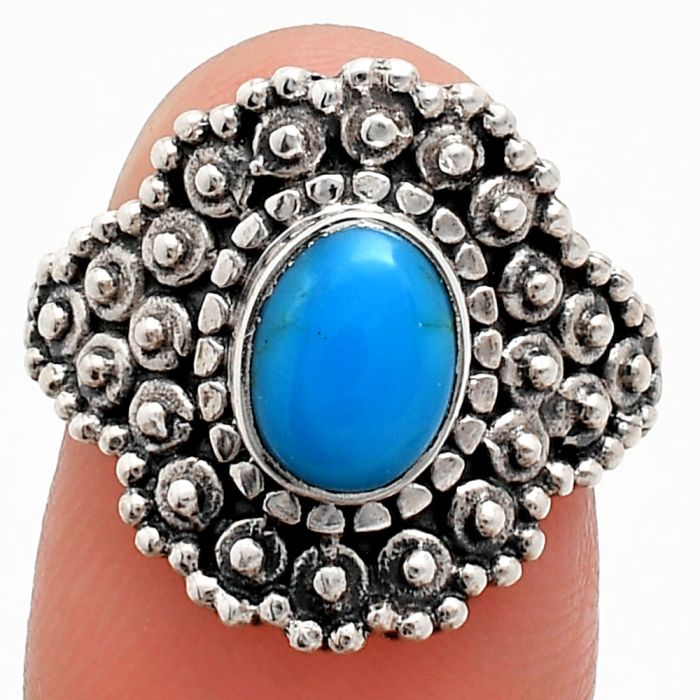 Sleeping Beauty Turquoise Ring size-8 EXR04152 R-1124, 6x8 mm