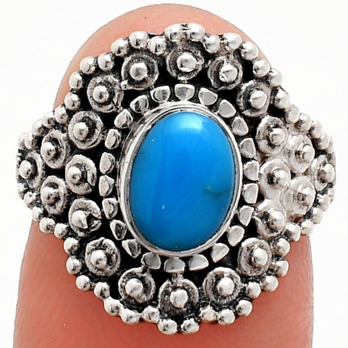 Sleeping Beauty Turquoise Ring size-6 EXR04153 R-1124, 6x8 mm