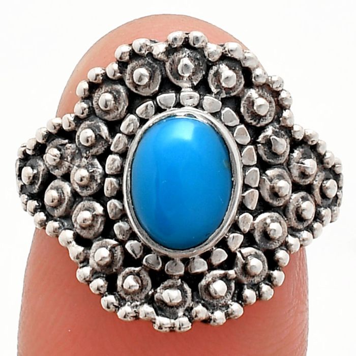 Sleeping Beauty Turquoise Ring size-7.5 EXR04154 R-1124, 6x8 mm