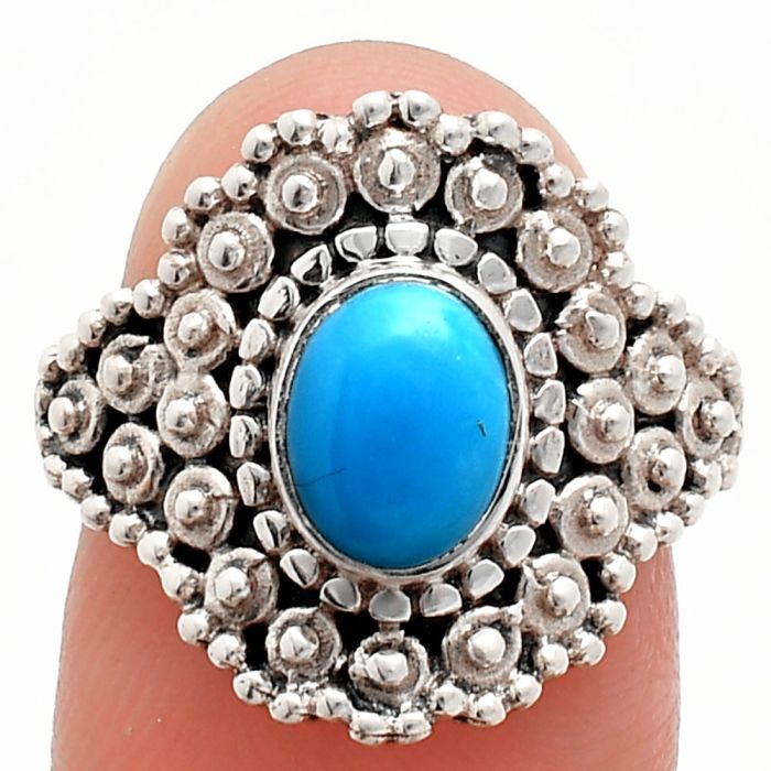 Sleeping Beauty Turquoise Ring size-8.5 EXR04155 R-1124, 6x8 mm