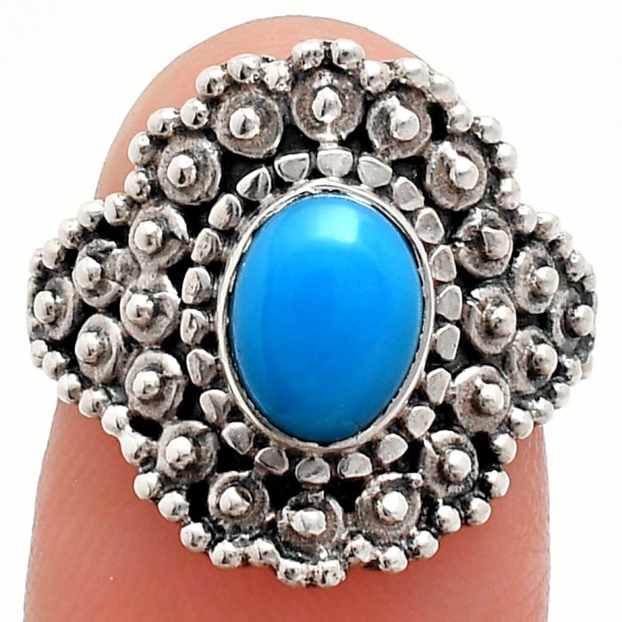 Sleeping Beauty Turquoise Ring size-7 EXR04156 R-1124, 6x8 mm