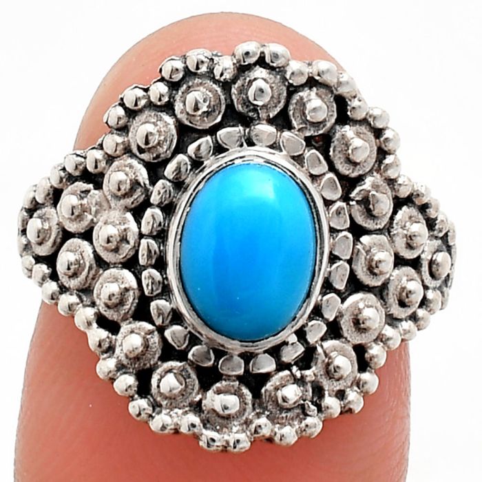 Sleeping Beauty Turquoise Ring size-8 EXR04157 R-1124, 6x8 mm