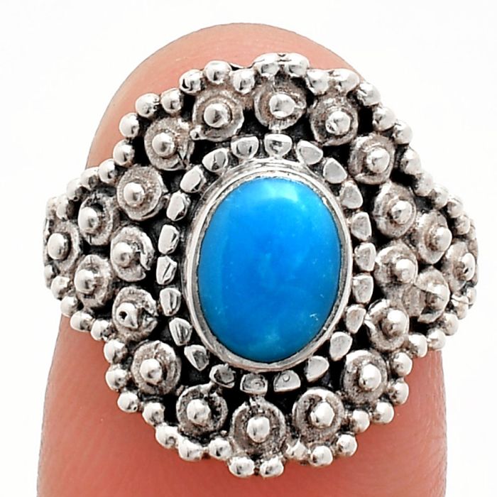 Sleeping Beauty Turquoise Ring size-6 EXR04158 R-1124, 6x8 mm