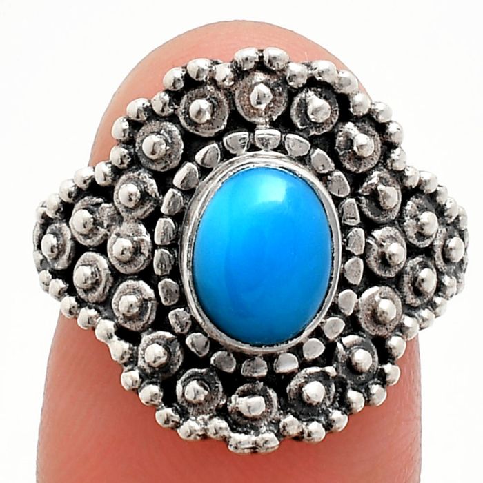 Sleeping Beauty Turquoise Ring size-8 EXR04159 R-1124, 6x8 mm