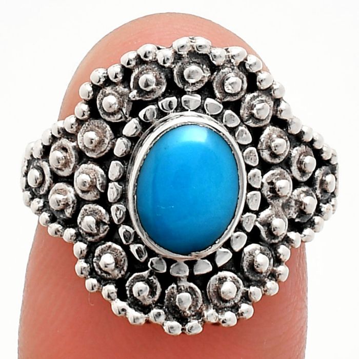 Sleeping Beauty Turquoise Ring size-8 EXR04160 R-1124, 6x8 mm