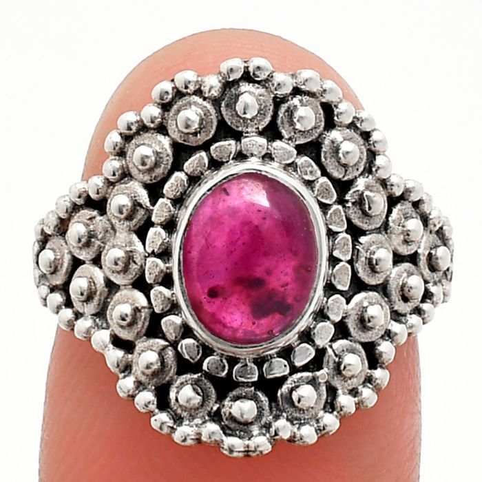 Ruby Glassfield Ring size-7 EXR04161 R-1124, 6x8 mm