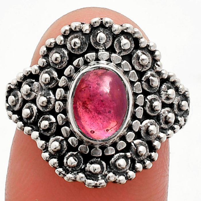 Ruby Glassfield Ring size-9 EXR04163 R-1124, 6x8 mm