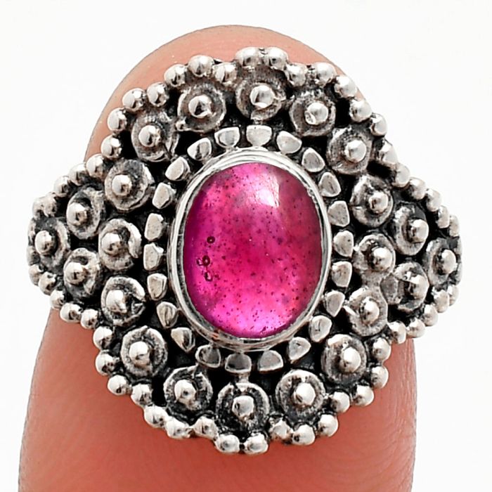 Ruby Glassfield Ring size-8 EXR04165 R-1124, 6x8 mm