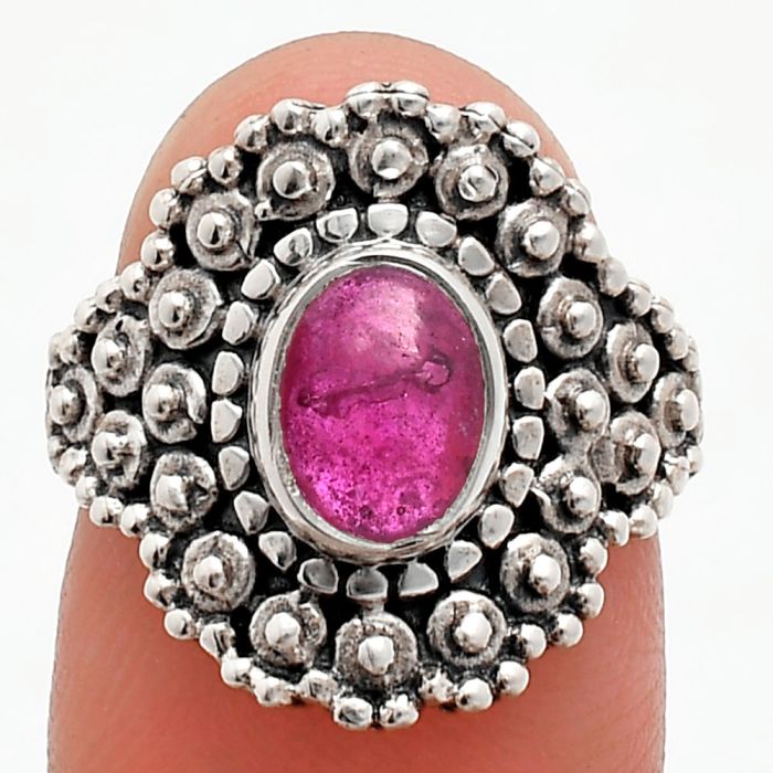 Ruby Glassfield Ring size-6 EXR04169 R-1124, 6x8 mm