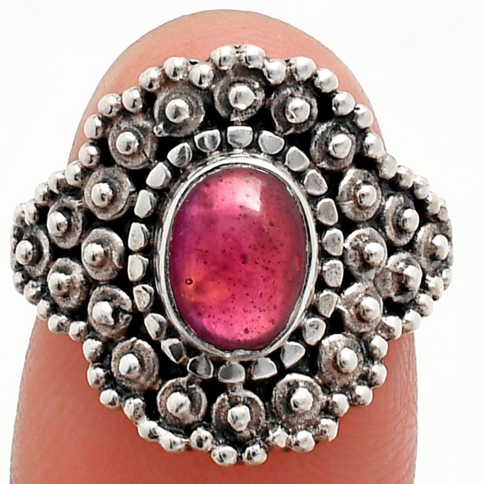 Ruby Glassfield Ring size-6.5 EXR04170 R-1124, 6x8 mm