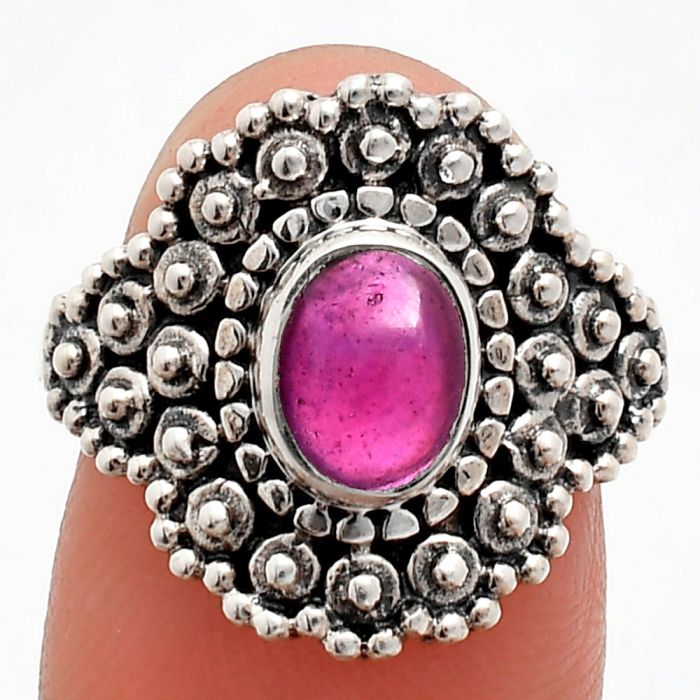 Ruby Glassfield Ring size-8 EXR04171 R-1124, 6x8 mm