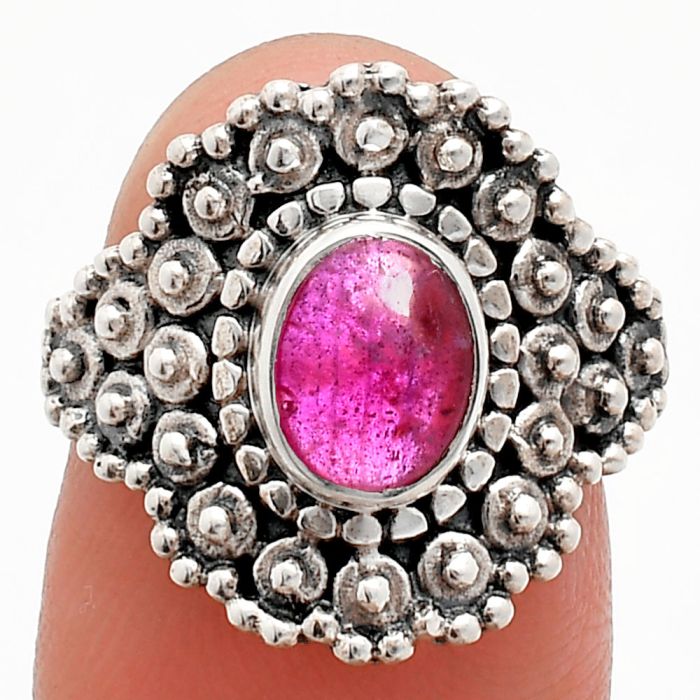 Ruby Glassfield Ring size-6.5 EXR04172 R-1124, 6x8 mm