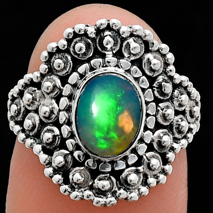 Ethiopian Opal Ring size-6 EXR04190 R-1124, 6x8 mm