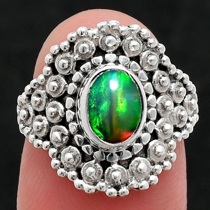 Ethiopian Opal Ring size-6 EXR04192 R-1124, 6x8 mm