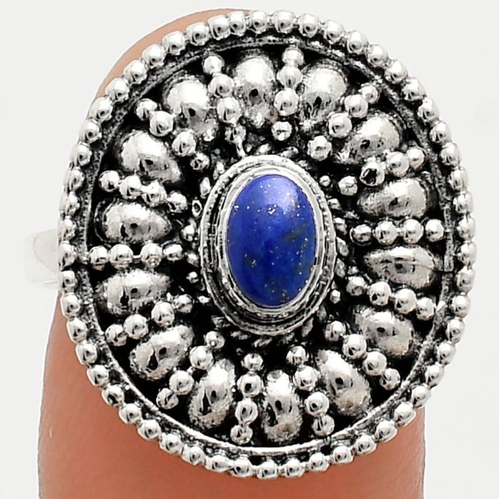 Lapis Lazuli Ring size-8.5 EXR04196 R-1691, 6x4 mm