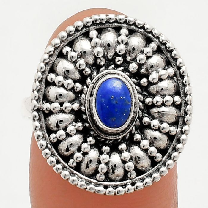 Lapis Lazuli Ring size-8.5 EXR04202 R-1691, 6x4 mm