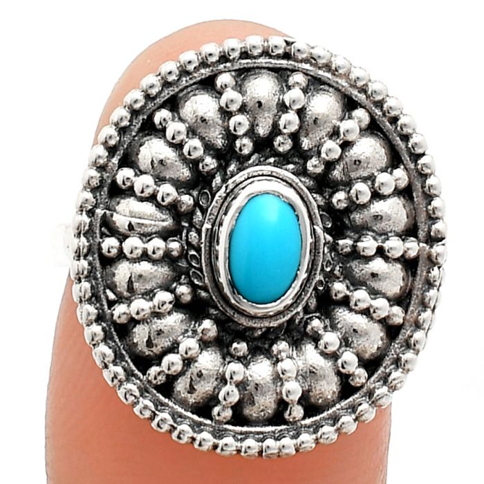 Sleeping Beauty Turquoise Ring size-7 EXR04244 R-1691, 6x4 mm