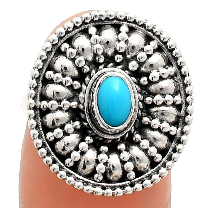 Sleeping Beauty Turquoise Ring size-6 EXR04245 R-1691, 6x4 mm