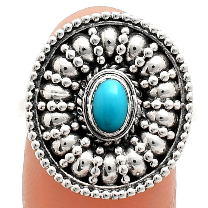 Sleeping Beauty Turquoise Ring size-8.5 EXR04246 R-1691, 6x4 mm