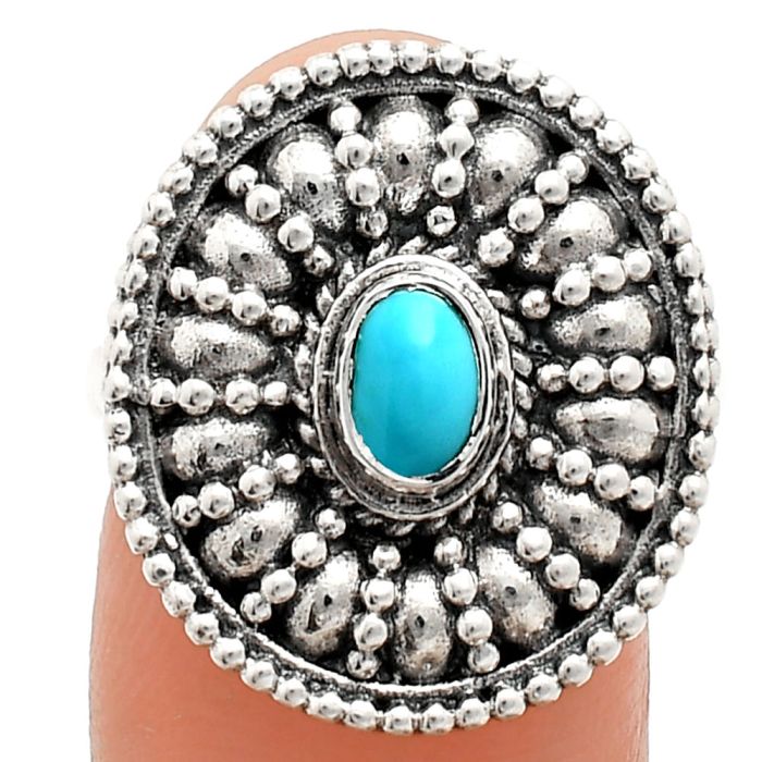 Sleeping Beauty Turquoise Ring size-8 EXR04248 R-1691, 6x4 mm