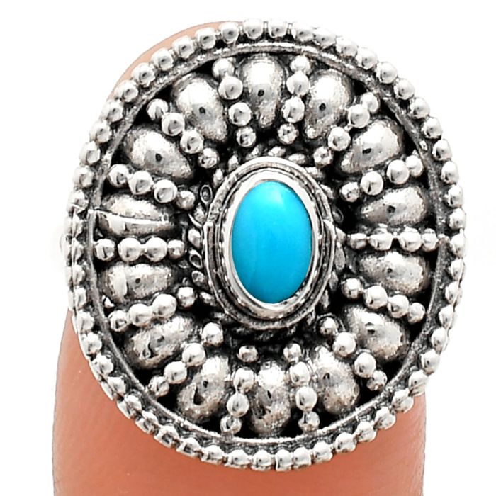 Sleeping Beauty Turquoise Ring size-7 EXR04249 R-1691, 6x4 mm