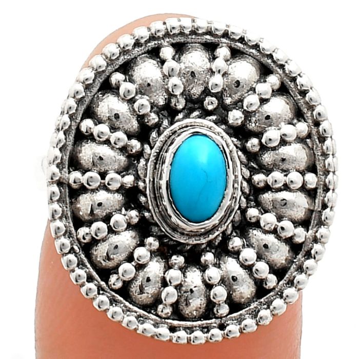 Sleeping Beauty Turquoise Ring size-7 EXR04251 R-1691, 6x4 mm