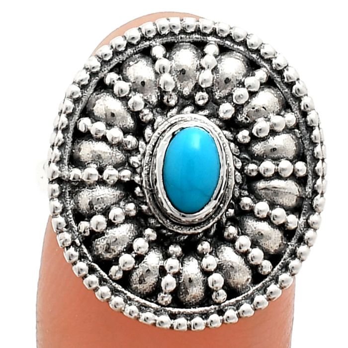 Sleeping Beauty Turquoise Ring size-8 EXR04252 R-1691, 6x4 mm