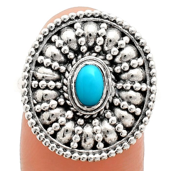 Sleeping Beauty Turquoise Ring size-9 EXR04253 R-1691, 6x4 mm