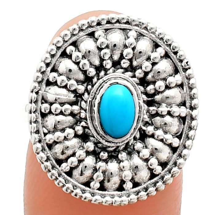 Sleeping Beauty Turquoise Ring size-7 EXR04254 R-1691, 6x4 mm