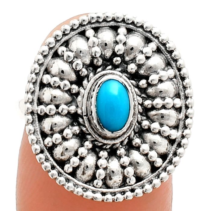 Sleeping Beauty Turquoise Ring size-7 EXR04256 R-1691, 6x4 mm