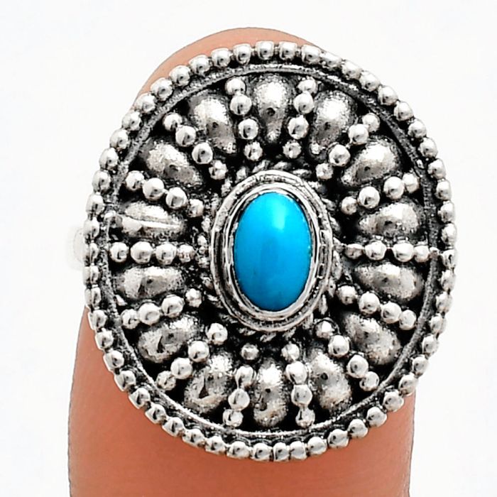 Sleeping Beauty Turquoise Ring size-8 EXR04257 R-1691, 6x4 mm