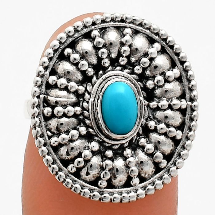 Sleeping Beauty Turquoise Ring size-6 EXR04258 R-1691, 6x4 mm