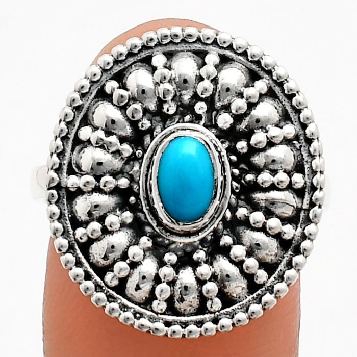 Sleeping Beauty Turquoise Ring size-8.5 EXR04261 R-1691, 6x4 mm