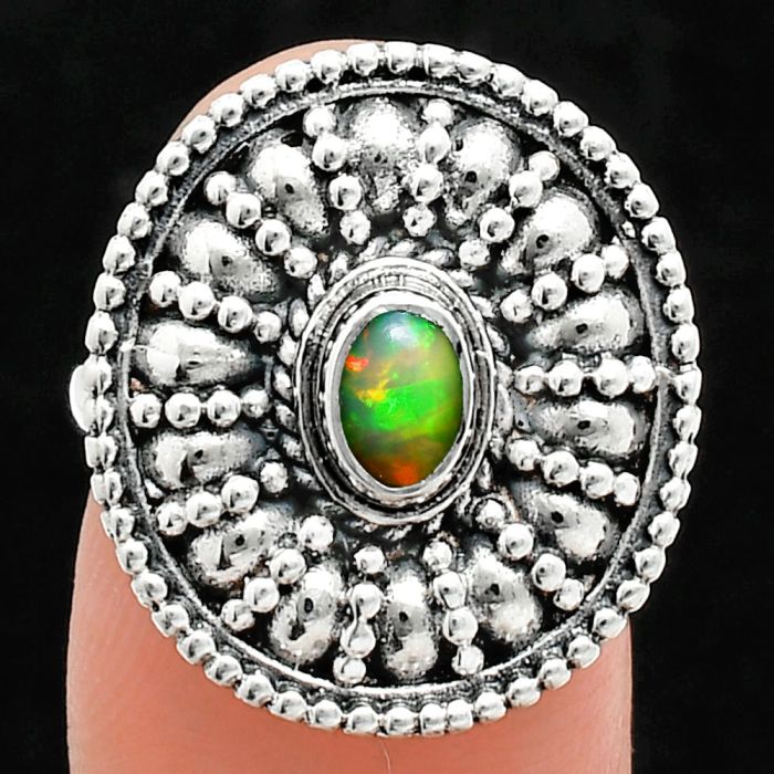 Ethiopian Opal Ring size-7 EXR04268 R-1691, 6x4 mm